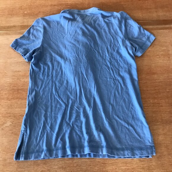 Tory Burch Lidia Ruffle Polo Shirt Women S Blue 1/4 Button Up Short Sleeve 18060 - Picture 2 of 13